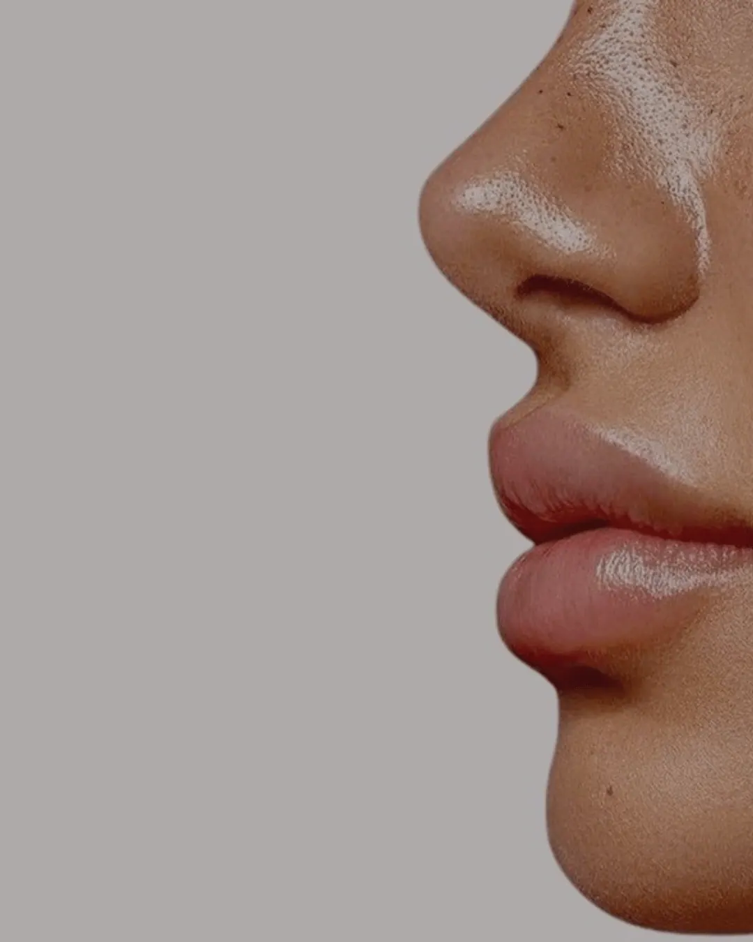 Beauty profile with softly defined lips and skin